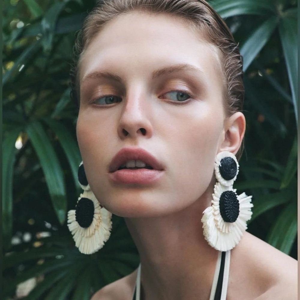 Zara Raffia Flower Earrings